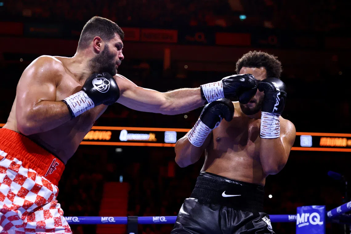 Filip Hrgovic in action against Moses Itauma on Aug 29.