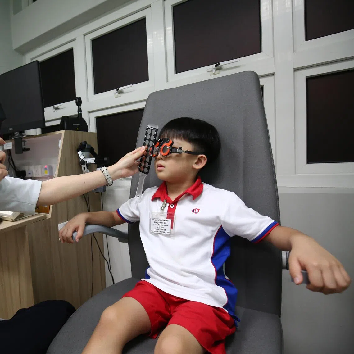 Children here studying here in Kindergarten 1 to Primary 4 are screened annually for myopia.