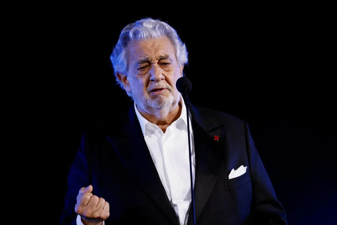 Spanish opera singer Placido Domingo performs during Joseph Calleja's 25th anniversary concert at Fort Manoel on Manoel Island in Valletta's Marsamxett Harbour, Malta on July 26, 2022. 
