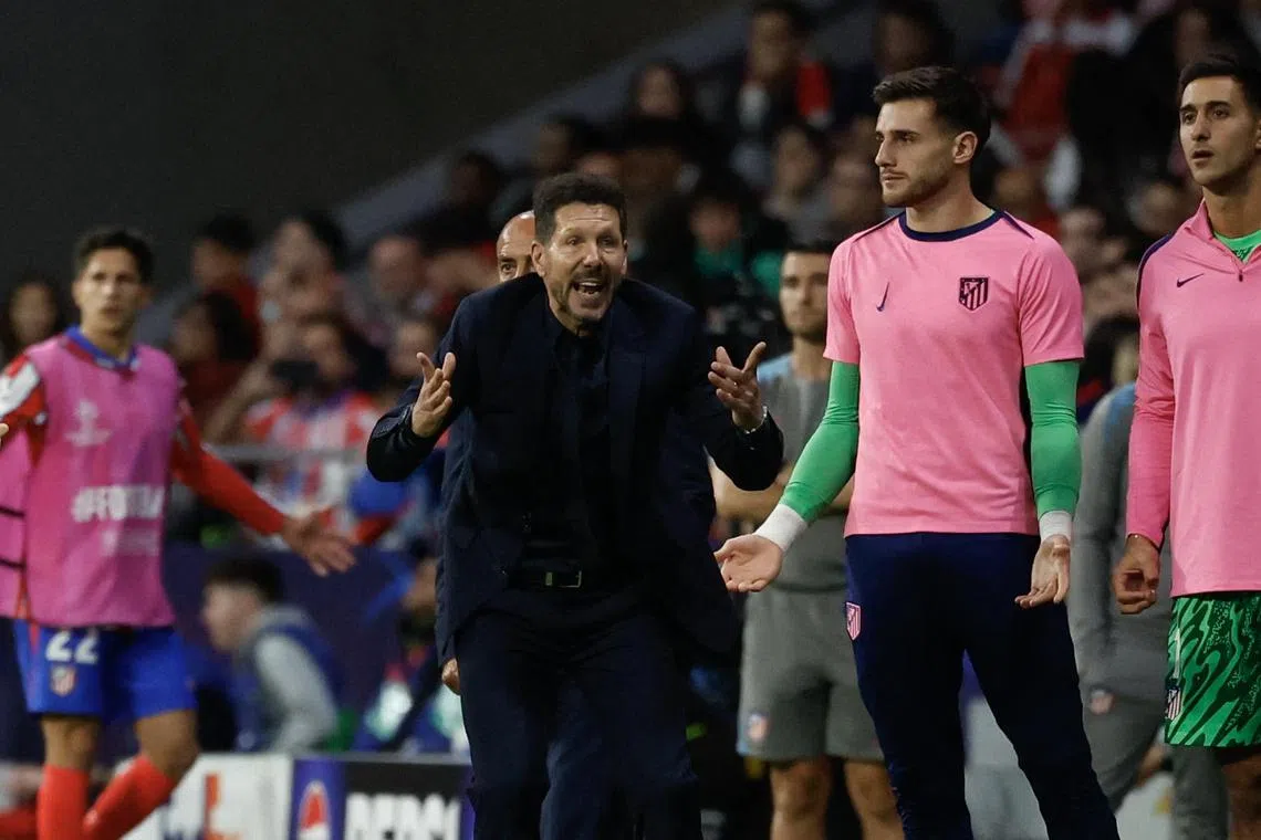 Atletico Madrid coach Diego Simeone during the Champions League match against Lille.