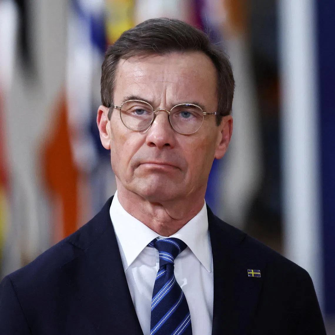Sweden's Prime Minister Ulf Kristersson arrives at a European Union leaders' summit in Brussels, Belgium, December 18, 2025. REUTERS/Yves Herman