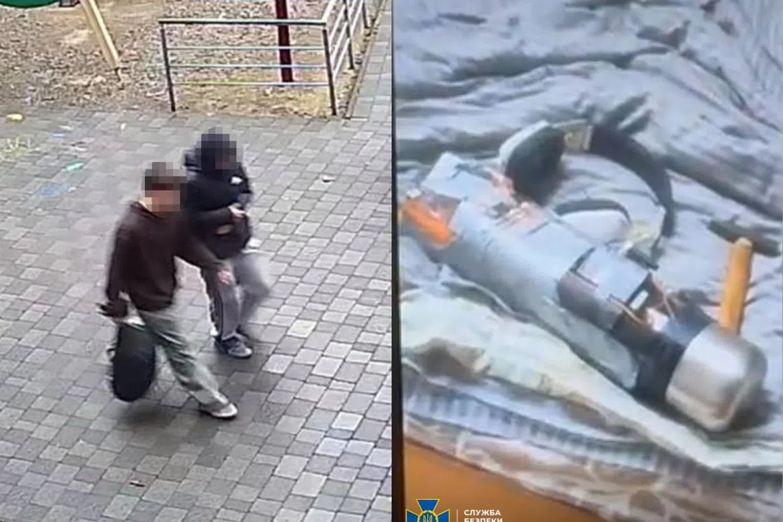 Photos posted online by Ukraine's SBU security service, which said two teens recruited to plant bombs were blown up by Russia.