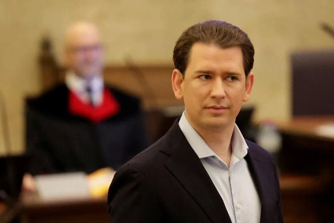 Austria's conservative former Chancellor Sebastian Kurz waits in the courtroom before his trial for perjury in Vienna, Austria, February 23, 2024. REUTERS/Leonhard Foeger