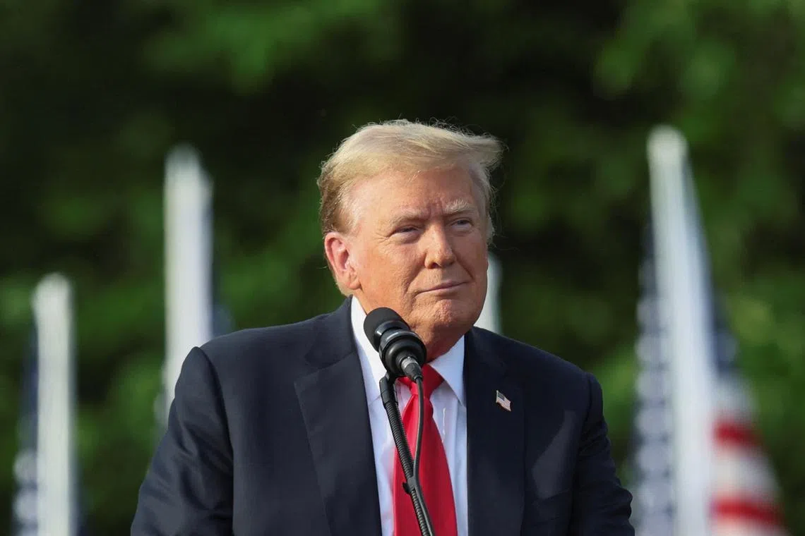 Former U.S. President and Republican presidential candidate Donald Trump holds a campaign rally at Crotona Park in the Bronx borough of New York City, U.S., May 23, 2024.  REUTERS/Brendan McDermid/File Photo