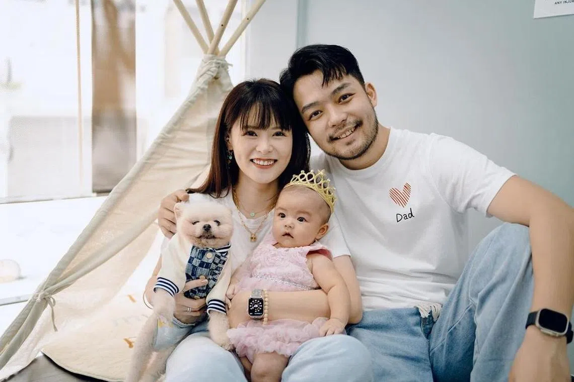 Actress Jayley Woo with husband Bryan Tan and daughter Jan Tan.