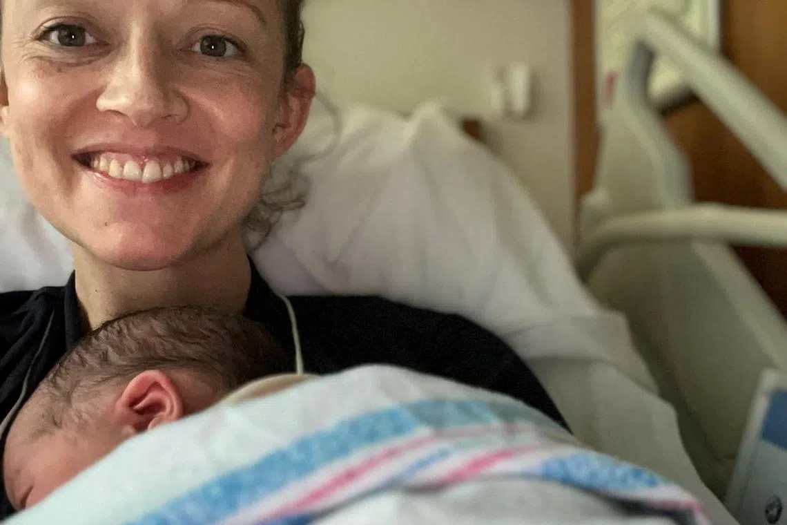 Holly Cairns, leader of Ireland's opposition Social Democrats party, poses with her newborn daughter in this picture obtained from social media on November 29, 2024. Holly Cairns TD via Instagram/via REUTERS