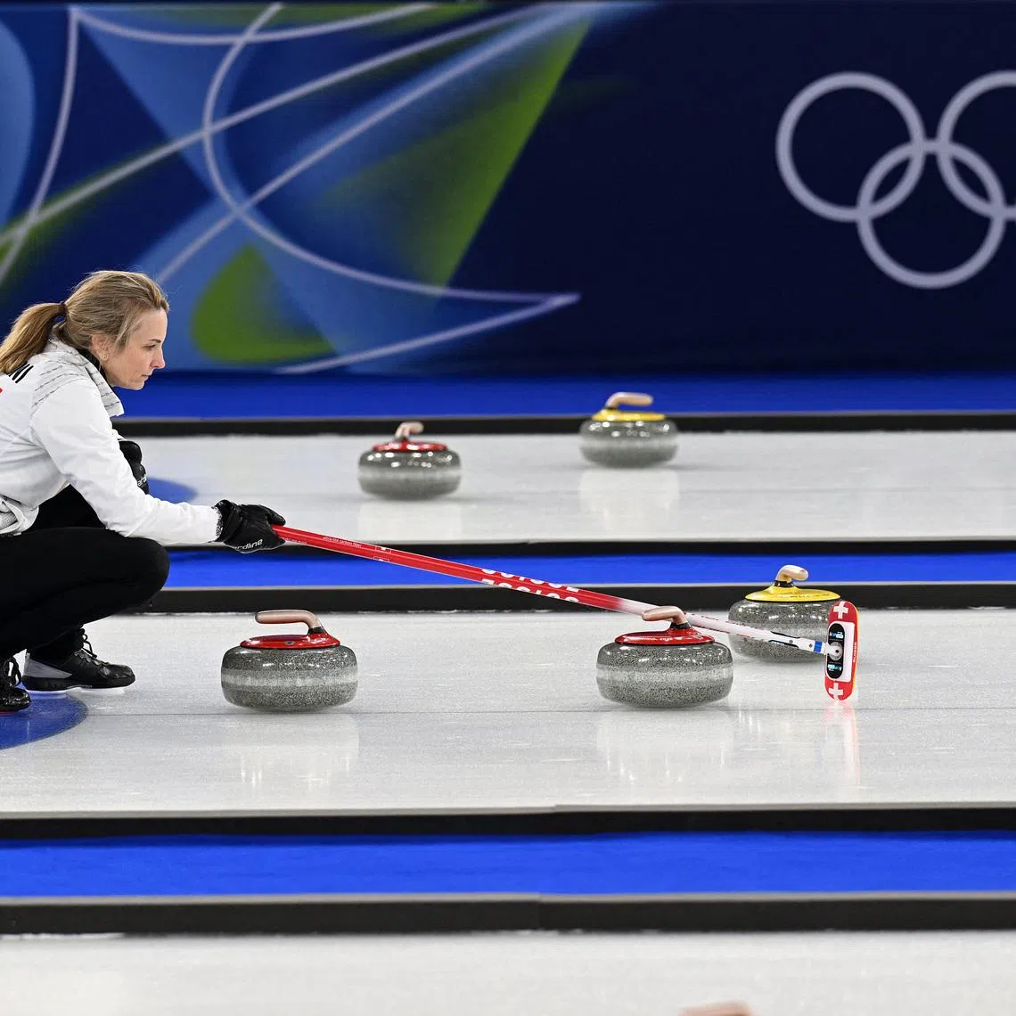 Milano Cortina 2026 Olympics - Curling - Women's Round Robin Session 3 - People's Republic of China vs Switzerland - Cortina Curling Olympic Stadium, Cortina d'Ampezzo, Italy - February 13, 2026. Silvana Tirinzoni of Switzerland in action during the match against China in Women's Round Robin Session 3. REUTERS/Jennifer Lorenzini