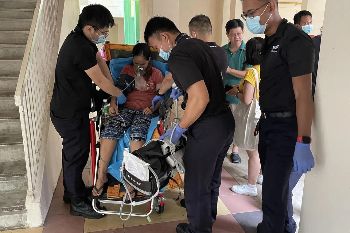 One person was taken to Singapore General Hospital to be treated for smoke inhalation, SCDF said.