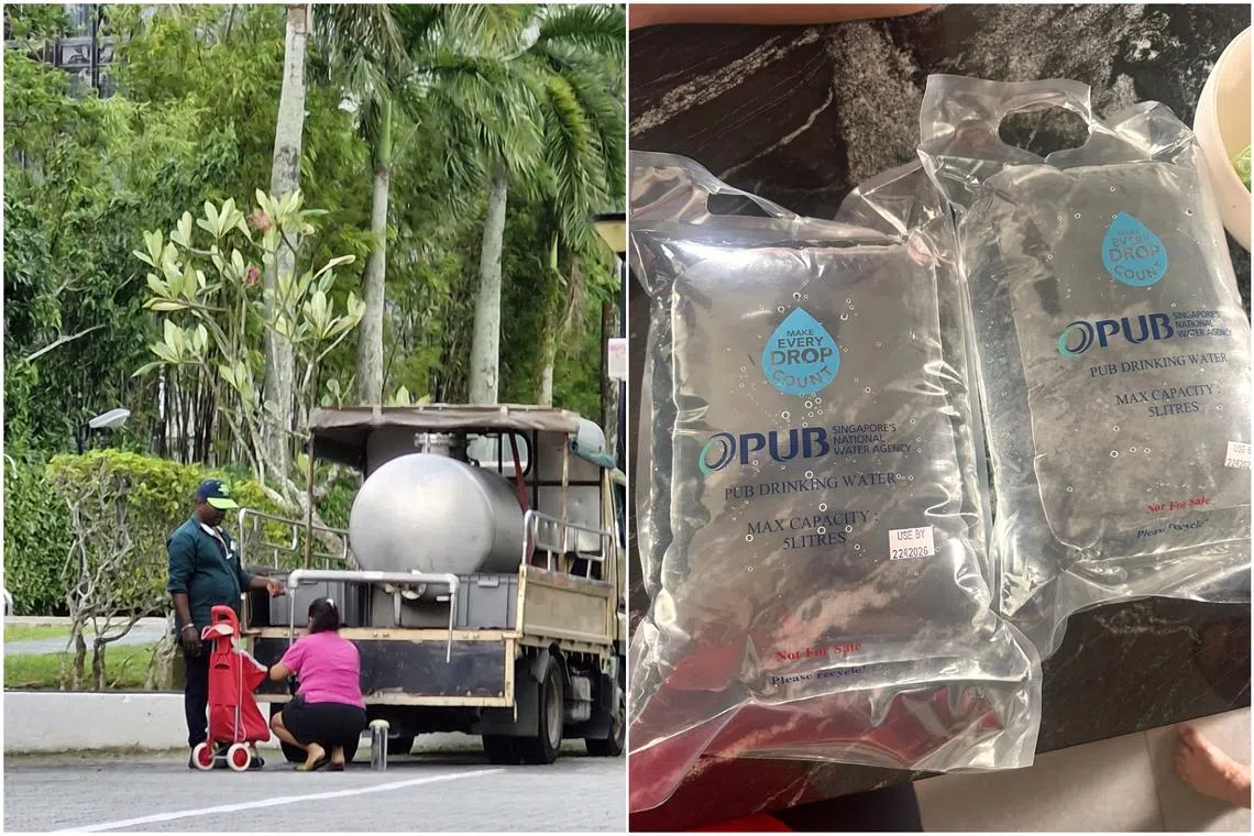 PUB sent a water truck down to the Flame Tree Park condominium for residents to collect drinking water.
