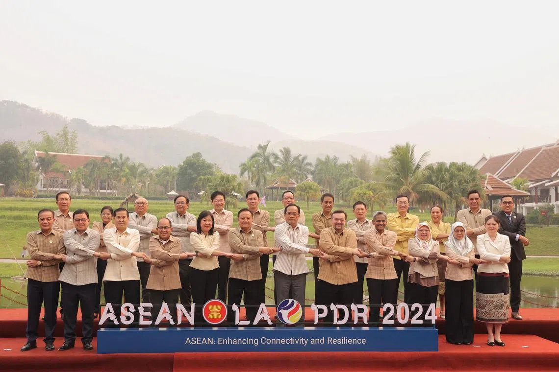 Deputy Prime Minister and Minister for Finance Lawrence Wong (back row, fifth from left) attended the two-day gathering in Laos, on April 5.