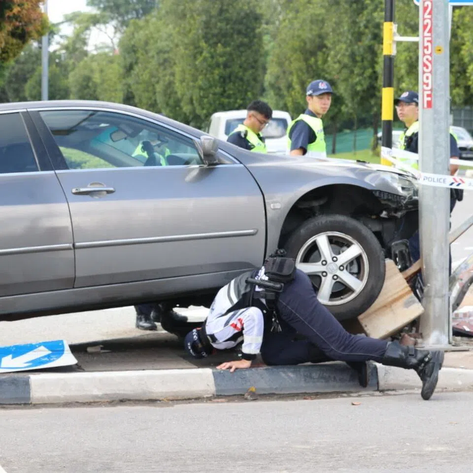 The driver left the scene of the accident, which occurred at a KJE slip road into Brickland Road on the morning of June 26, before the police arrived. He was later arrested for driving without a valid licence.