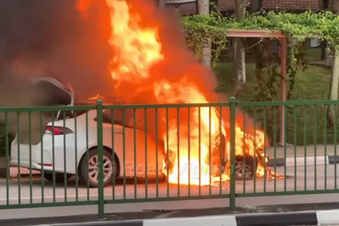 No one was hurt, and the cause of the fire is under investigation, said SCDF.