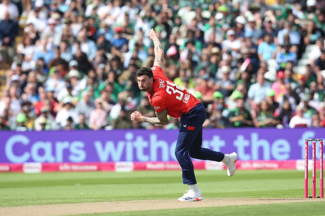 Cricket - Second T20 International - England v Pakistan - Edgbaston Cricket Ground, Birmingham, Britain - May 25, 2024 England's Reece Topley in action Action Images via Reuters/Ed Sykes/ File Photo