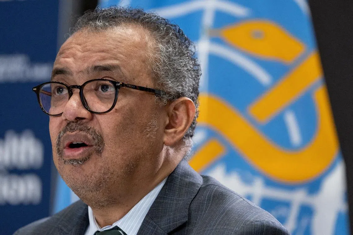 FILE PHOTO: Director-General of the World Health Organisation (WHO) Dr. Tedros Adhanom Ghebreyesus attends an ACANU briefing in Geneva, Switzerland, December 15, 2023. REUTERS/Denis Balibouse/File Photo