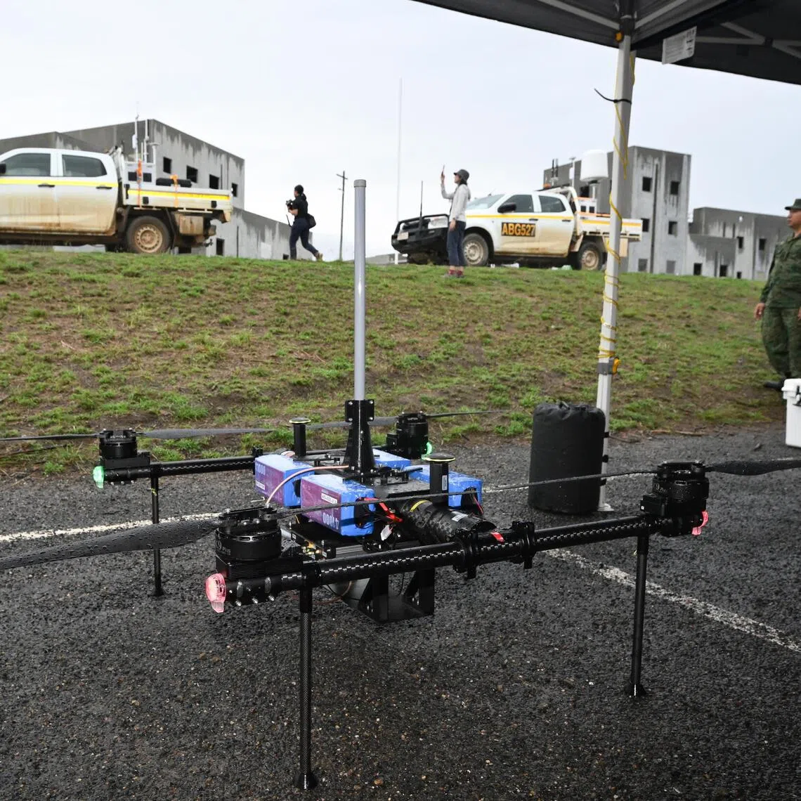 The aerial communications node works by deploying an aerial drone which provides 5G cellular network connectivity in a 400m area around it.
