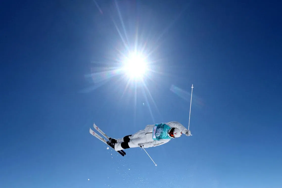 Canada's Mikael Kingsbury during training at the FIS Freestyle World Championships, in St. Moritz, Switzerland, on Mar 18, 2025 