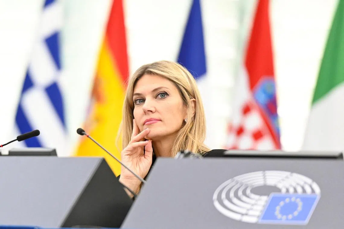 Suspect Eva Kaili was one of the European Parliament’s 14 vice-presidents, until lawmakers voted to remove her from that post on account of the charges against her. 