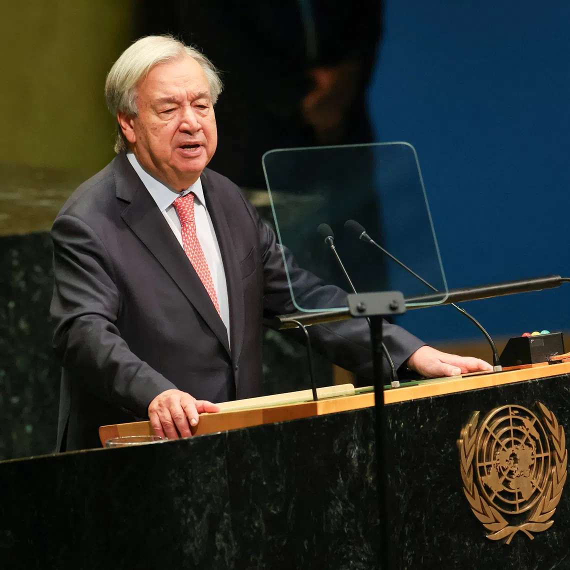 United Nations secretary-general Antonio Guterres addresses the 81st United Nations General Assembly at UN headquarters in New York City, on Sept 22.