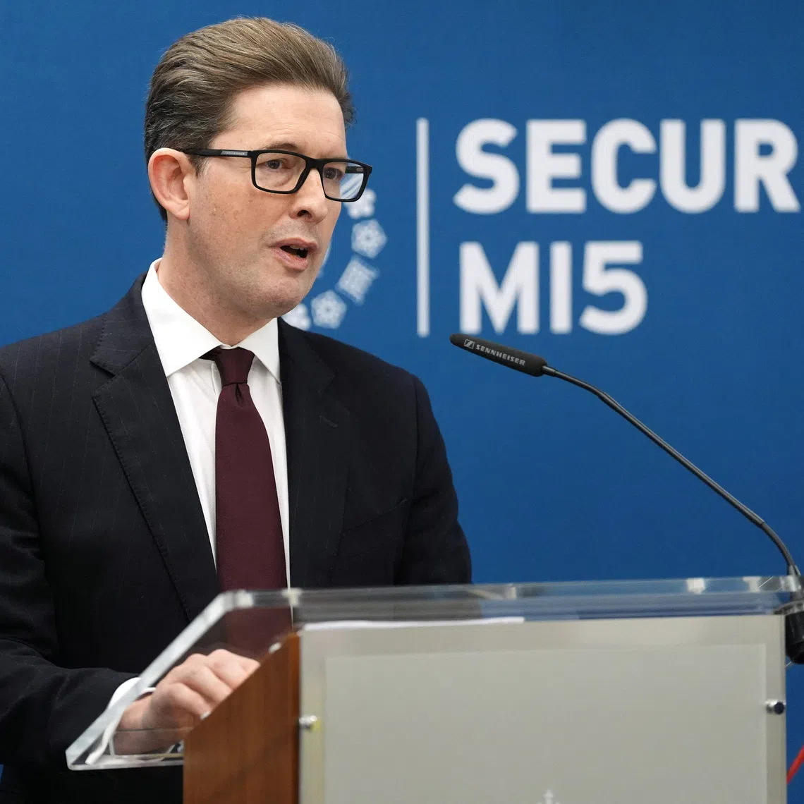 Director General of MI5 Ken McCallum delivers the annual Director General's Speech at Thames House, the headquarters of the UK's Security Service, in London, Britain, October 16, 2025. Jonathan Brady/Pool via REUTERS