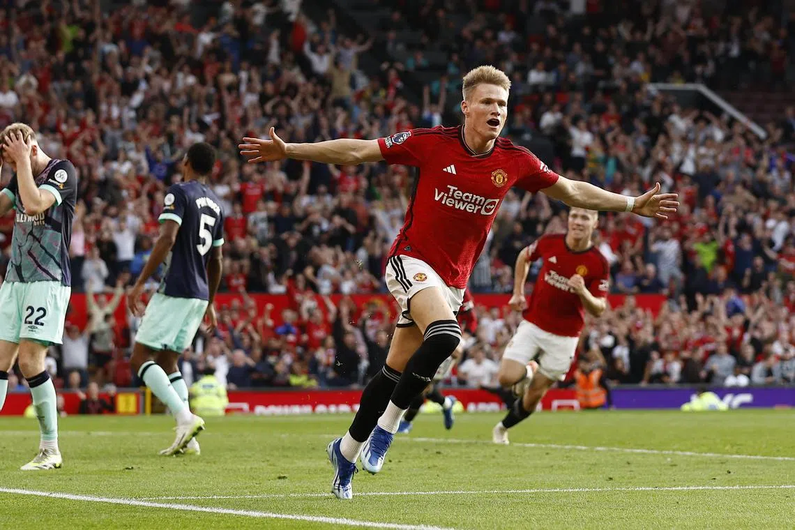 Manchester United's Scott McTominay celebrates scoring his second goal in the 2-1 Premier League win over Brentford.