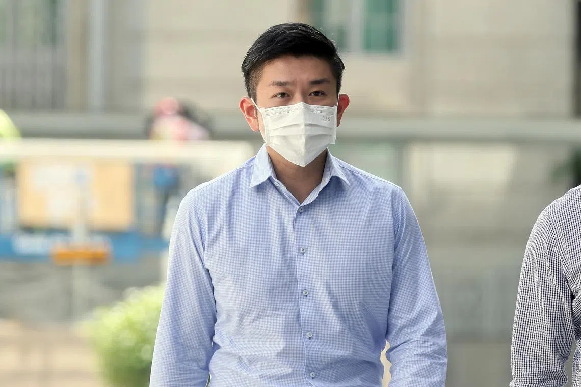 Gilbert Oh Hin Kwan arriving at State Courts on Apr 26, 2024.