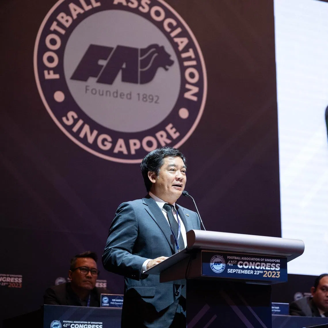 Bernard Tan, president of the Football Association of Singapore AT at the FAS 41ST Congress at Sheraton Towers in 2023.
