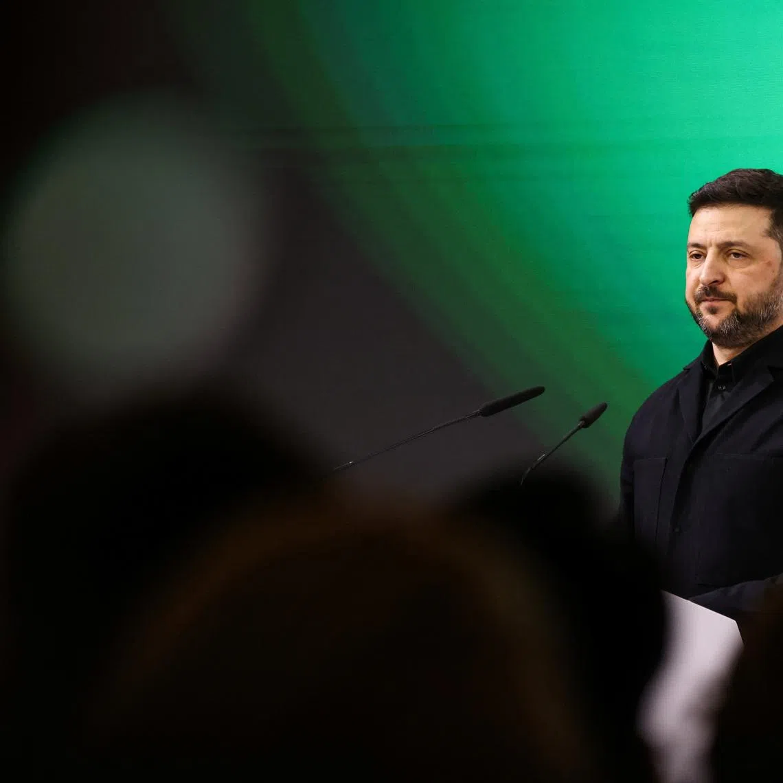 Ukrainian President Volodymyr Zelenskiy speaks during the Munich Security Conference (MSC) in Munich, Germany, February 14, 2026. REUTERS/Liesa Johannssen