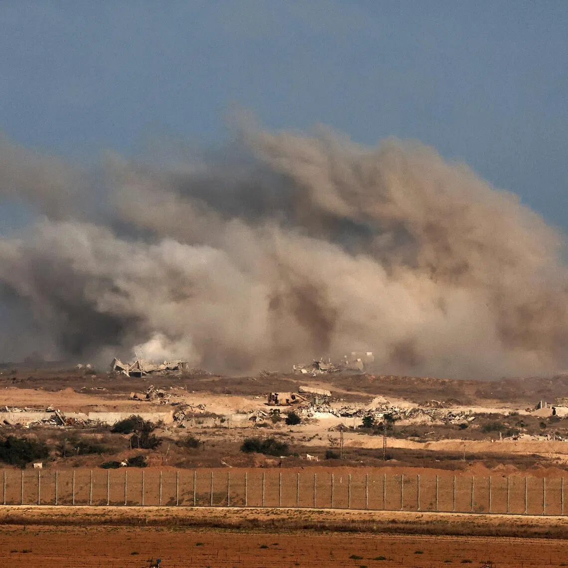 Smoke billowing during an Israeli strike on Gaza on Oct 30.