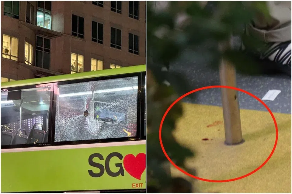 Quztaza Kamarudin's alleged act in Orchard Road on July 5 left a hole in the window of the SMRT service 190 bus and caused injury to a passenger.