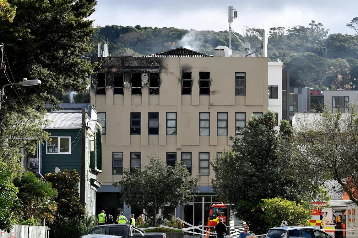 A blaze broke out on the top floor of Loafers Lodge in Wellington just after midnight on Tuesday. 