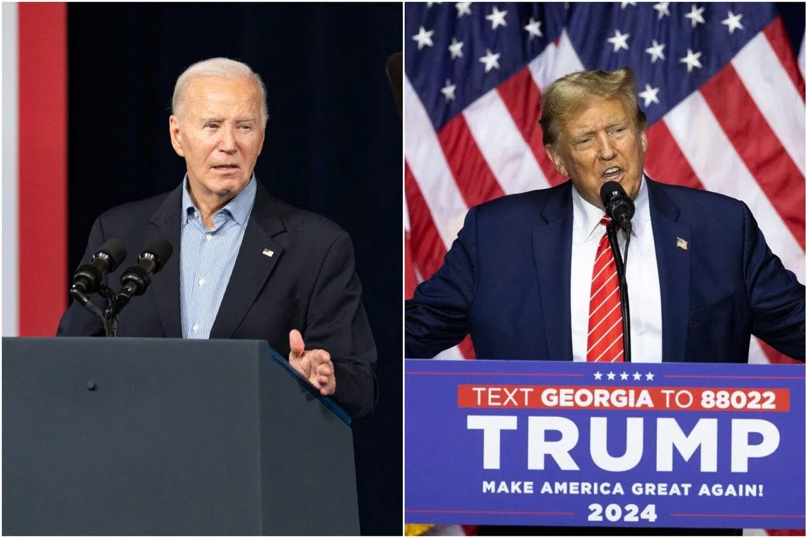 Mr Joe Biden and Mr Donald Trump traded barbs on March 9 on age and immigration as they targeted the battleground state of Georgia.