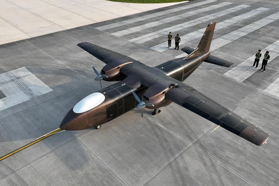 An unmanned cargo aircraft developed by Sichuan Tengden Sci-tech Innovation takes part in a maiden flight on Aug 11.