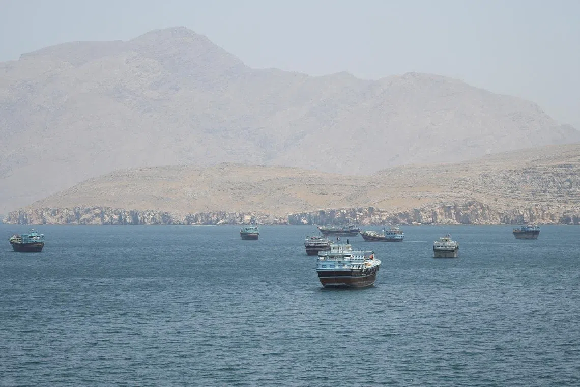 Vessels in the Strait of Hormuz, Musandam, Oman, May 8, 2026. REUTERS/Stringer