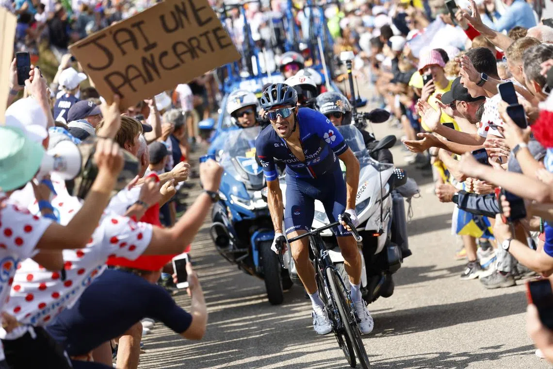 Groupama–FDJ's Thibaut Pinot in action during stage 20 of the Tour de France on Saturday.