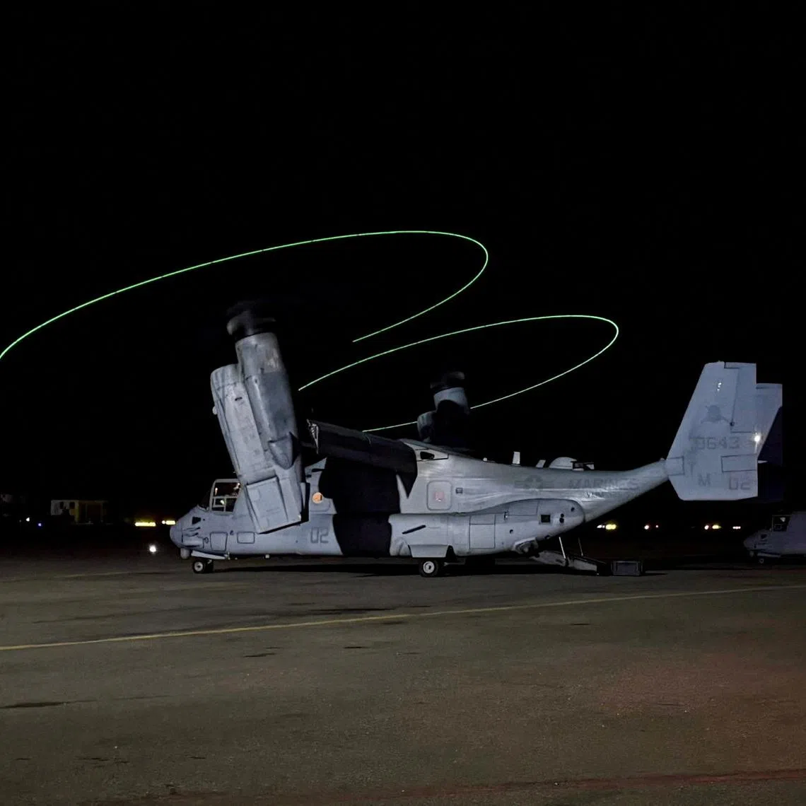 US Marine Corps military aircraft are deployed to support relief operations following earthquakes in Venezuela.