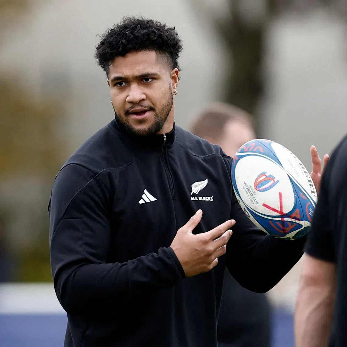 FILE PHOTO: Rugby Union - Rugby World Cup 2023 - New Zealand Training - Stade du Parc, Rueil-Malmaison, France - October 27, 2023 New Zealand's Leicester Fainga'anuku during training REUTERS/Benoit Tessier/File Photo