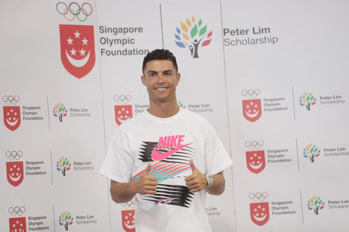 Cristiano Ronaldo will be in Singapore on June 2 and 3 to support a series of youth scholarships established by Singaporean businessman Peter Lim.