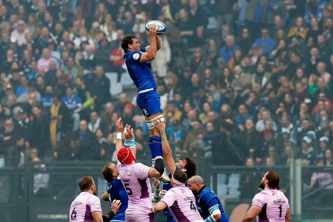 Rugby Union - Six Nations Championship - Italy vs Scotland - Stadio Olimpico, Rome, Italy - February 7, 2026 Italy's Michele Lamaro in action. REUTERS/Remo Casilli