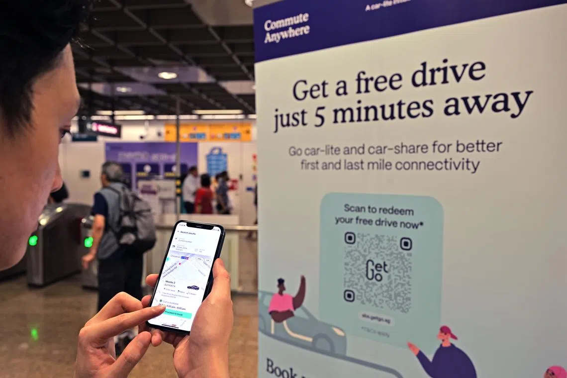 Scan and scroll: An app enables users to book and unlock GetGo cars with their mobile devices. 