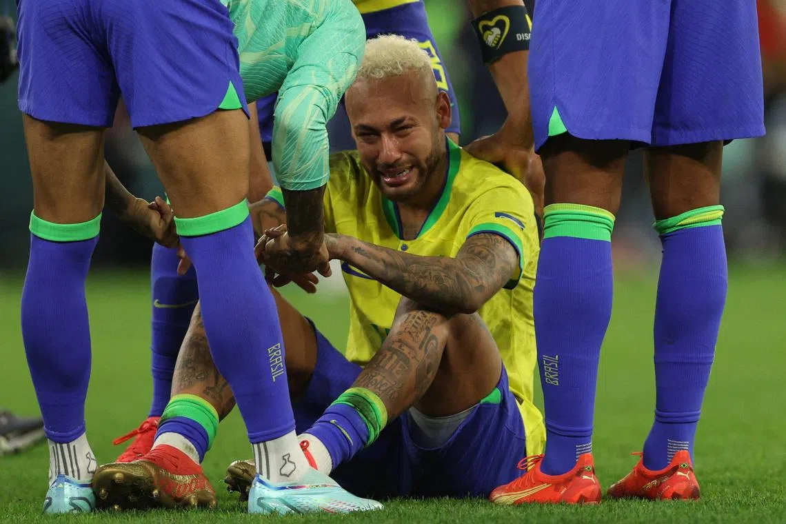 Neymar reacts after Brazil's loss to Croatia in the World Cup quarter-final.