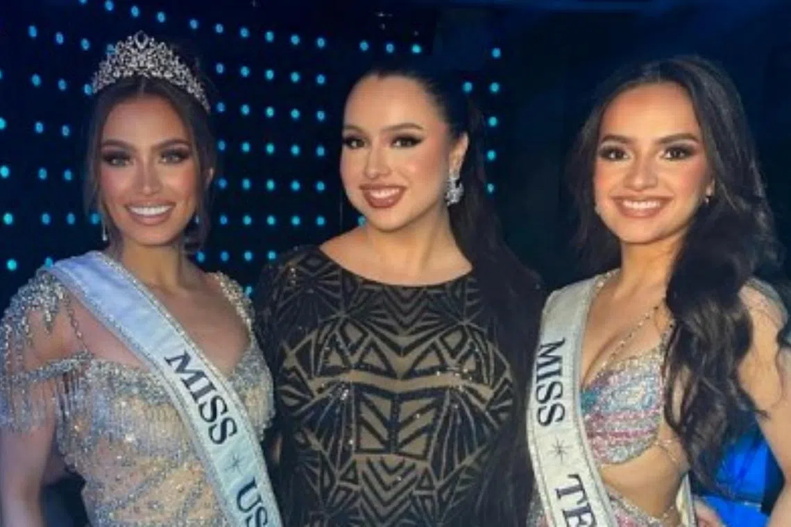 Miss USA Noelia Voigt (left) and Miss Teen USA UmaSofia Srivastava have both relinquished their crown. Miss USA’s social media director Claudia Michelle (centre) also resigned.