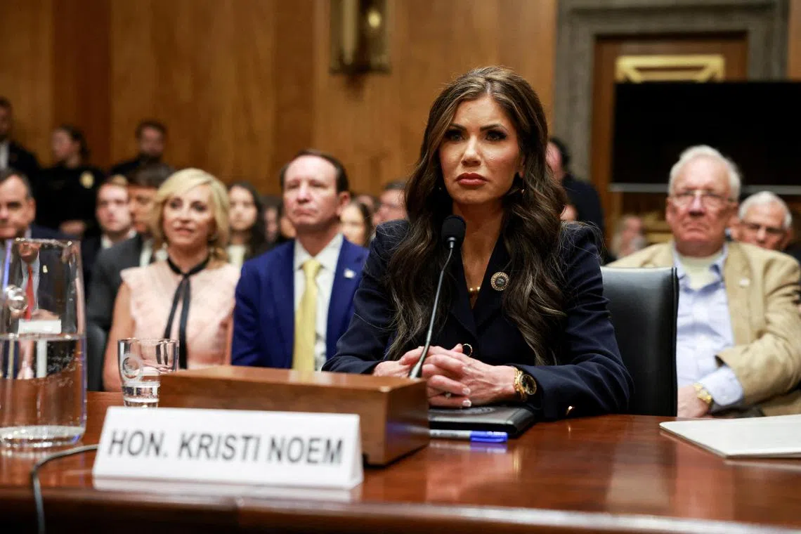 Ms Kristi Noem testifying during her Senate  confirmation hearing on Jan 17.