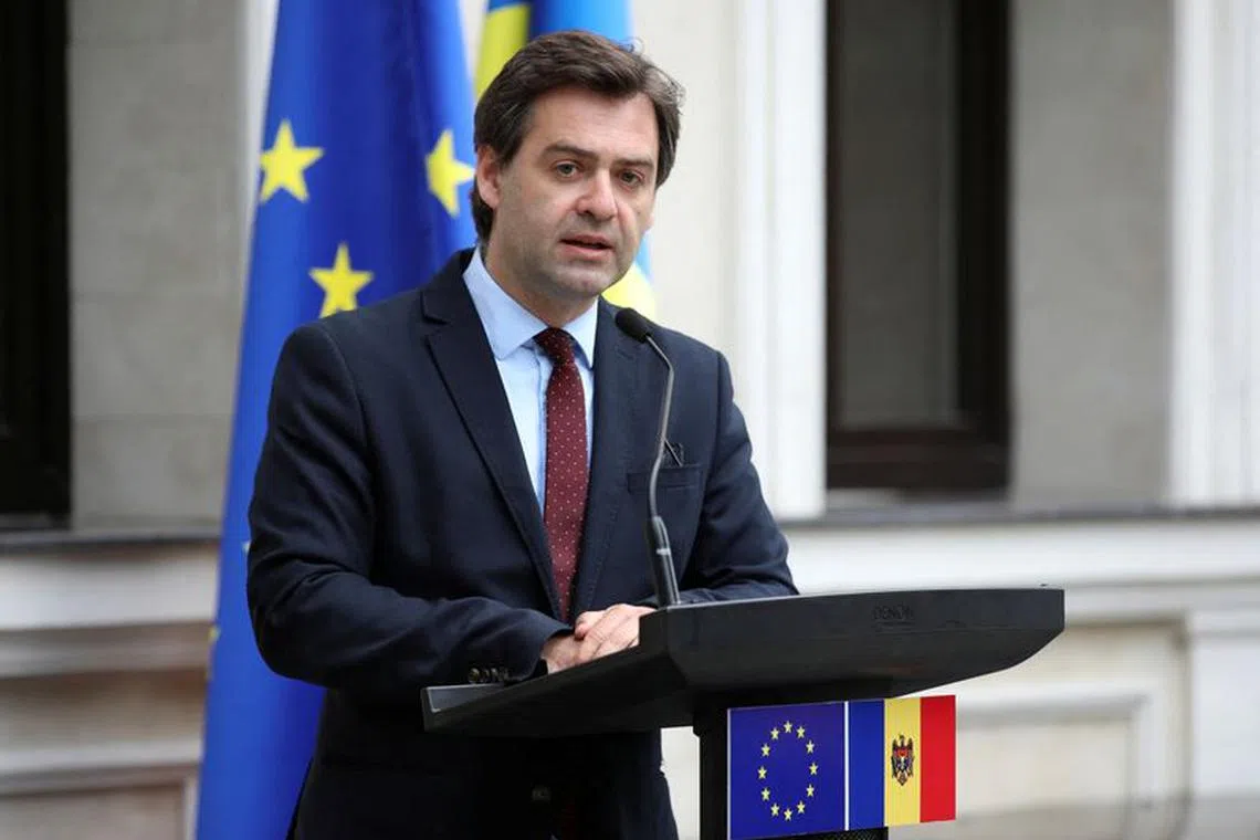 FILE PHOTO: Moldova's Foreign Minister Nicu Popescu delivers a speech during a ceremony opening the European Union's Partnership Mission in Chisinau, Moldova, May 31, 2023. REUTERS/Vladislav Culiomza/File Photo