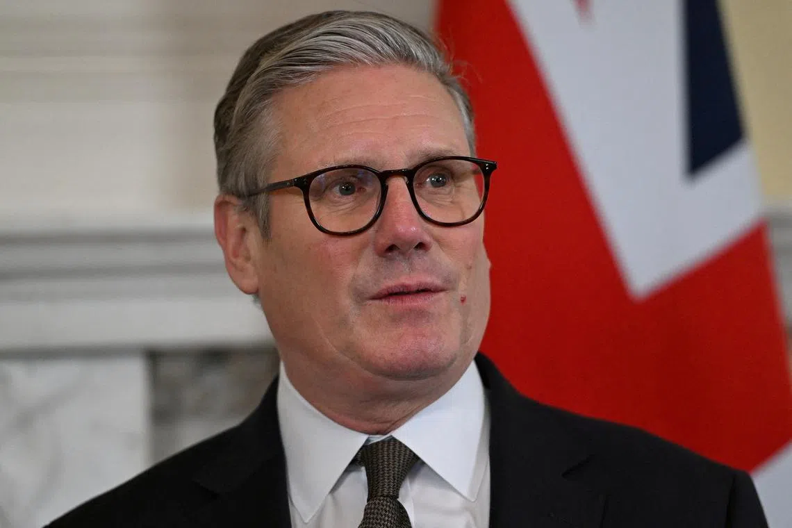 FILE PHOTO: British Prime Minister Keir Starmer looks on at Downing Street in London, Britain, April 4, 2025. Eddie Mulholland/Pool via REUTERS/File Photo