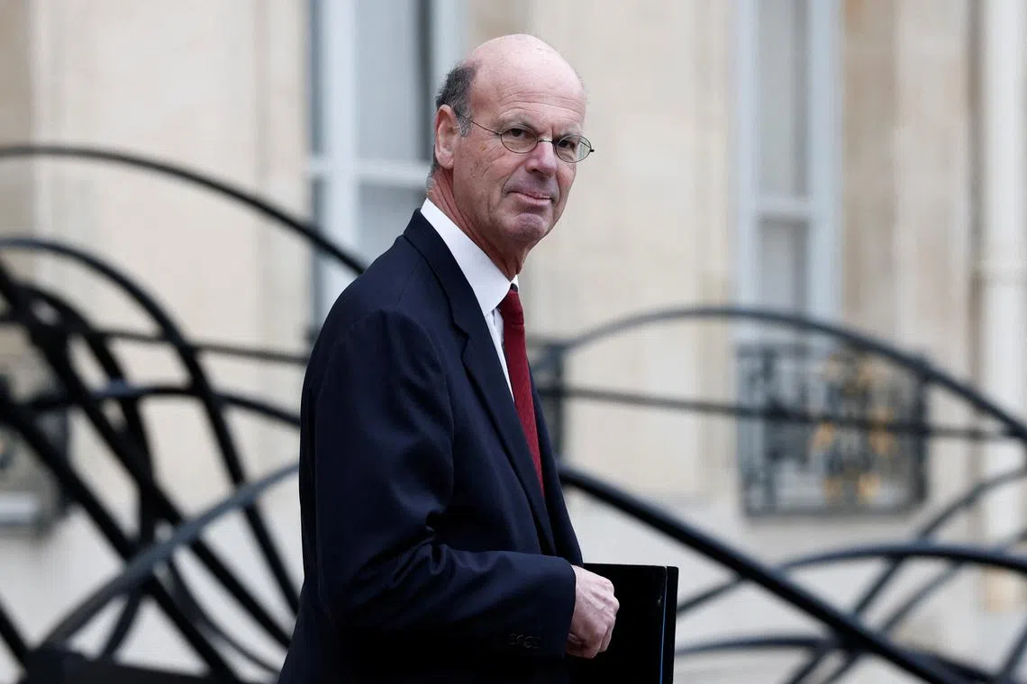 FILE PHOTO: French Minister for Economy, Finance, Industrial and Digital Security Eric Lombard leaves following the weekly cabinet meeting at the Elysee Palace in Paris, France, January 22, 2025. REUTERS/Benoit Tessier/File Photo