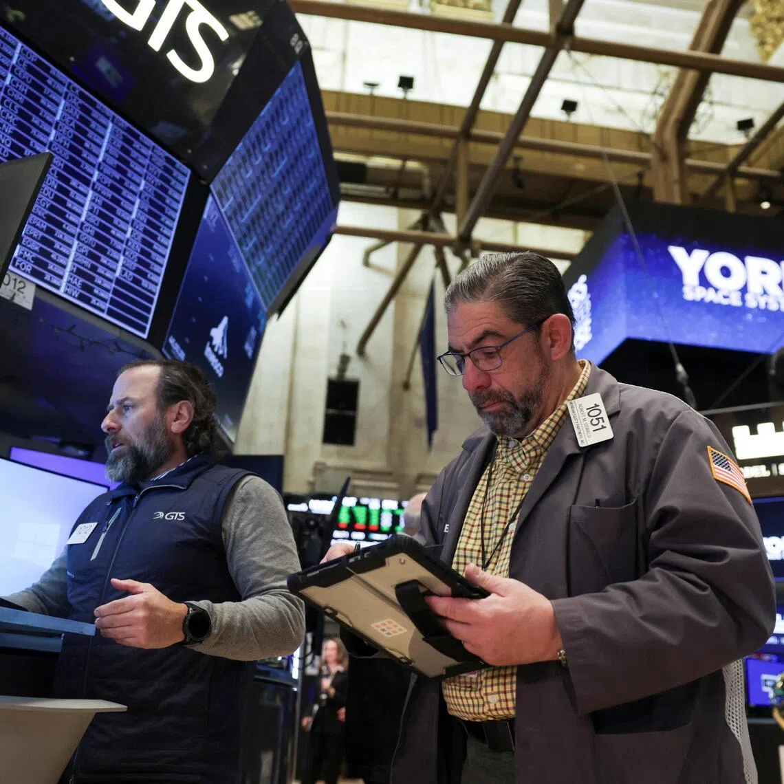 Traders working on the floor of the New York Stock Exchange, in New York City.