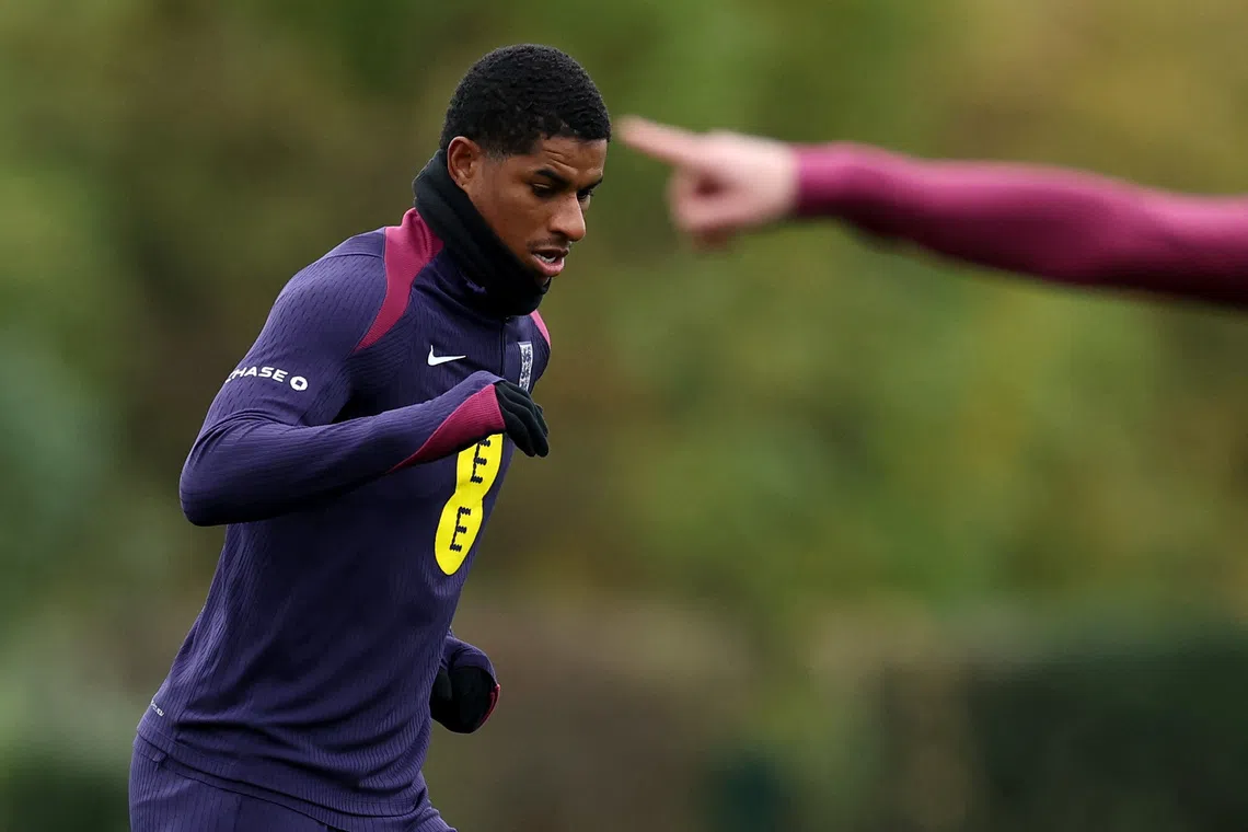 Soccer Football - FIFA World Cup - UEFA Qualifiers - England Training - Tottenham Hotspur Training Centre, London, Britain - October 13, 2025 England's Marcus Rashford during training Action Images via Reuters/Andrew Boyers