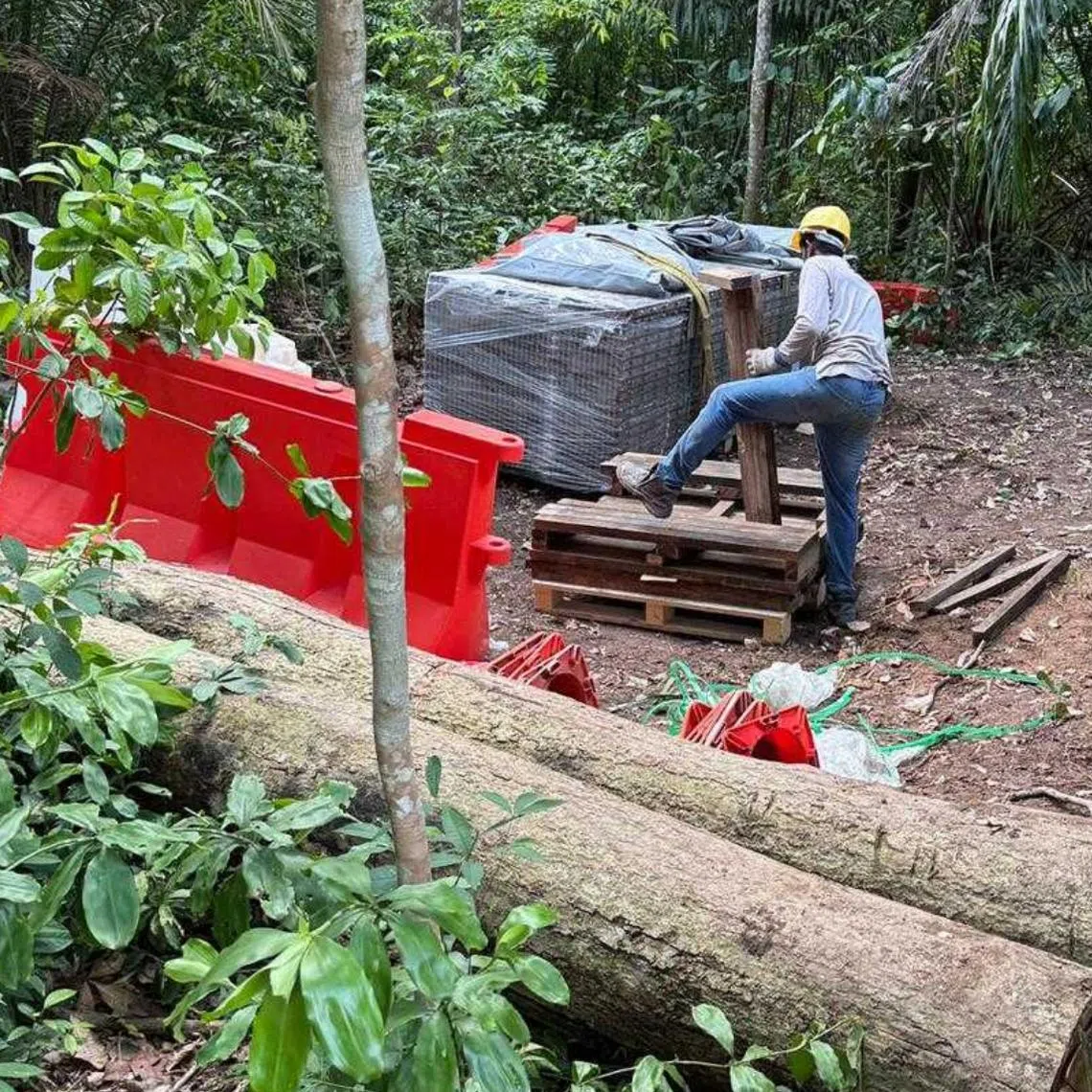 Construction materials placed on the site off the Old Upper Thomson Road.