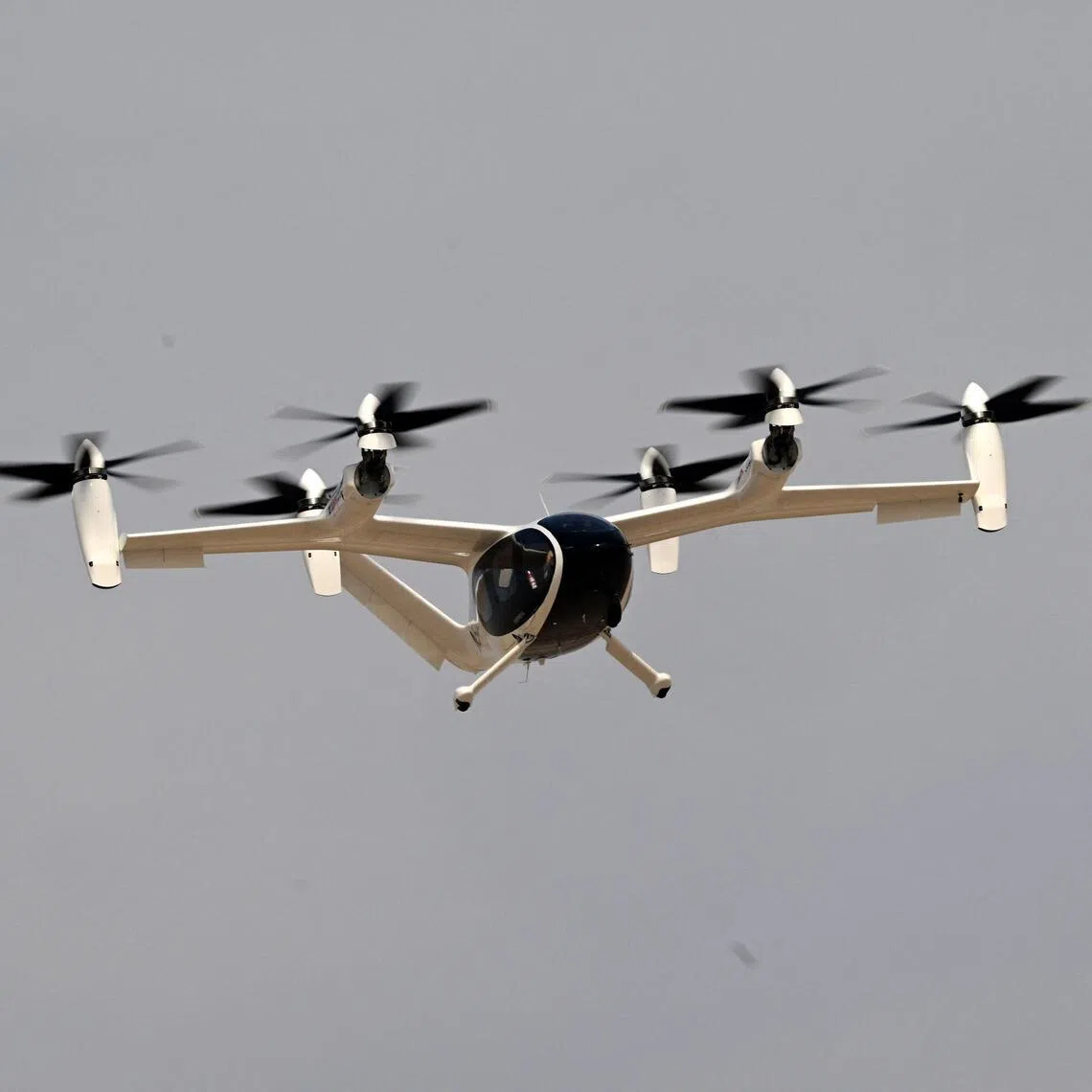 The air taxi is designed to be both eco-friendly and quiet enough for commercial use in dense urban areas.