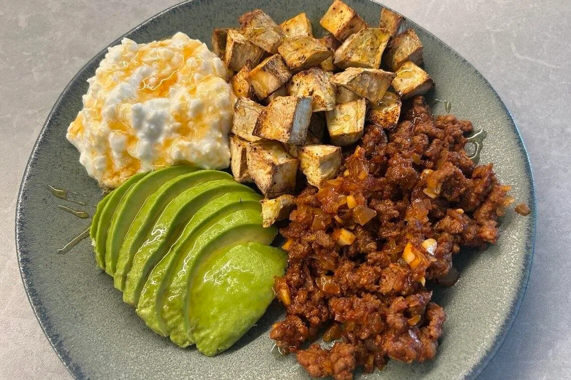 Cottage cheese beef bowl, which is trending on TikTok .